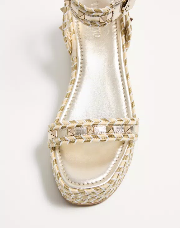 Valentino Rockstud Flatform Sandal In Laminated Nappa Leather 45Mm - Image 3